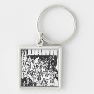 Emerald Dawn Cover, Black and White Key Ring