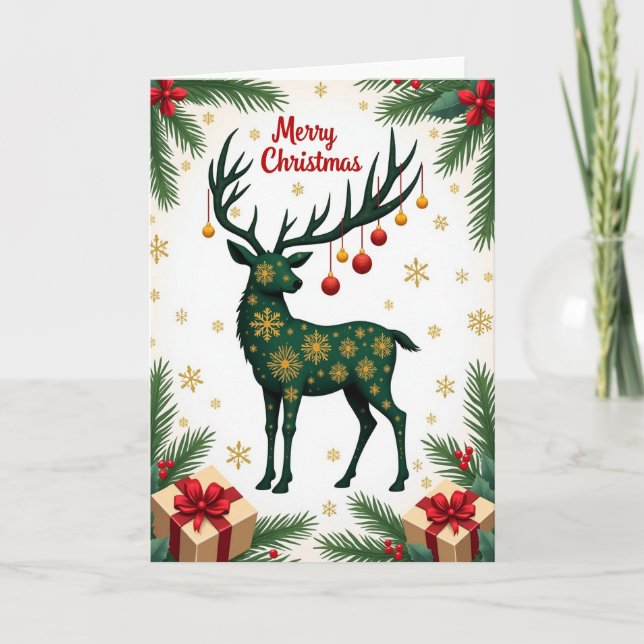 Emerald Deer Christmas Card (Front)