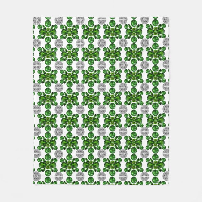 Emerald Diamond Gemstone Art Green Fleece Blanket (Front)