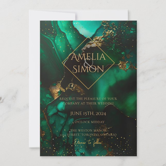 Emerald Diamond Green Jewel Tone Invitation (Front)