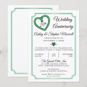 Emerald Diamonds 20th Wedding Anniversary Party Invitation