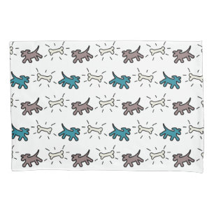 Emerald Dog and Bone Graffiti Style Pillowcase