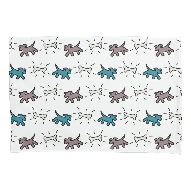 Emerald Dog and Bone Graffiti Style Pillowcase (Front)
