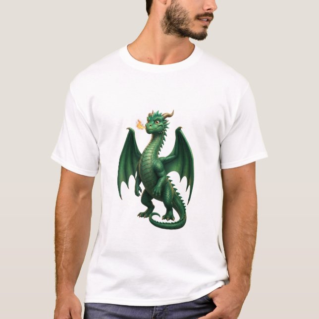 Emerald Dragon 3D Fantasy T-Shirt (Front)
