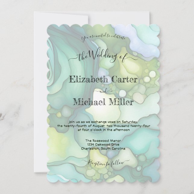 Emerald Dream: Modern Wedding Elegance Minimalism Invitation (Front)