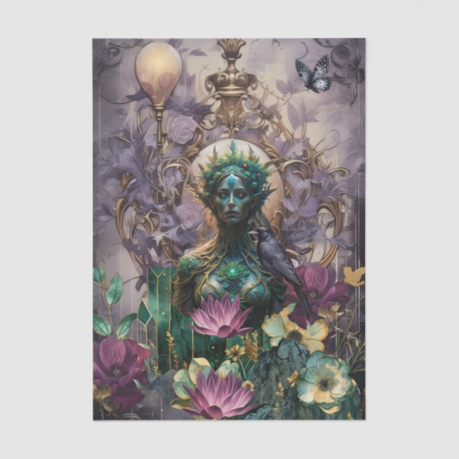 Emerald Dreams Fantasy Forest Queen Decoupage Tissue Paper (Front)