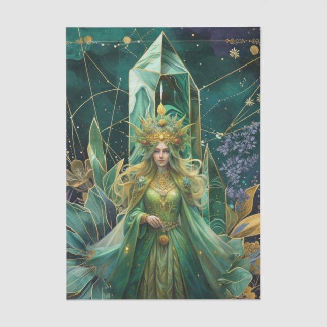 Emerald Dreams Fantasy Forest Queen Decoupage Tissue Paper (Front)