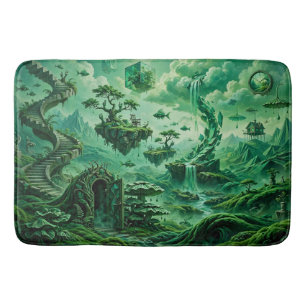 Emerald Dreams Surreal Landscape Shades of Green Bath Mat