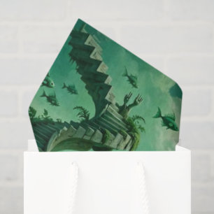 Emerald Dreams Surreal Landscape Shades of Green Tissue Paper