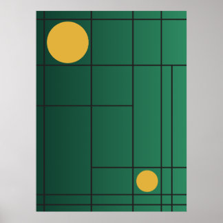 Emerald Drift No. 1 Green Art Deco Geometric Art Poster