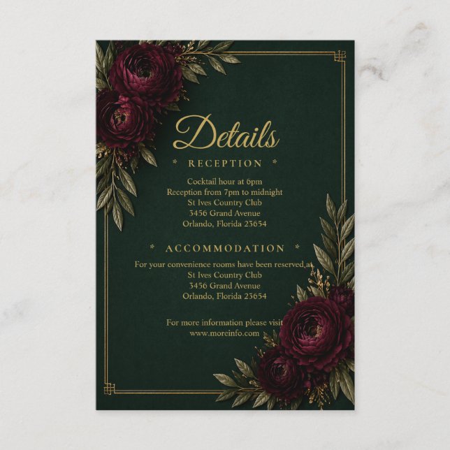 Emerald Elegance Details Card (Front)