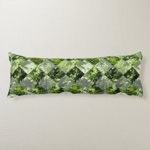 Emerald Elegance: Green Leaves in Diamond Cut, Body Cushion