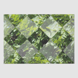 Emerald Elegance: Green Leaves in Diamond Cut, Tissue Paper