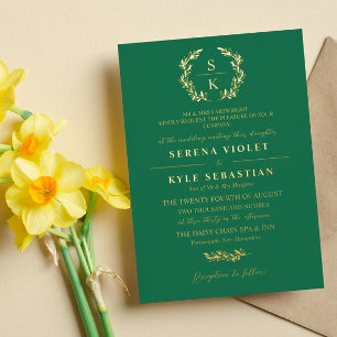 Emerald Elegant Typography Laurel Wreath Monogram
