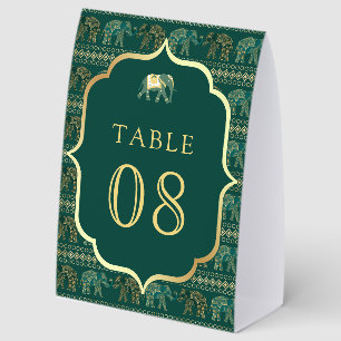 Emerald Elephant Indian Wedding Table Number