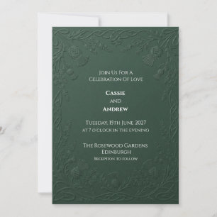 Emerald Embossed Paisley Wedding Invitation
