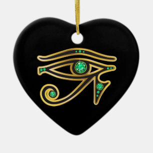 Emerald Eye of Ra in Gold Ceramic Tree Decoration