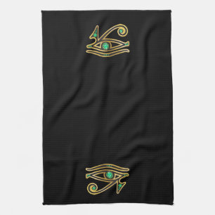 Emerald Eye of Ra in Gold Kitchen Towel
