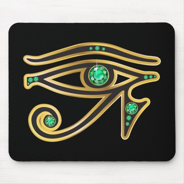 Emerald Eye of Ra in Gold Mouse Mat (Front)