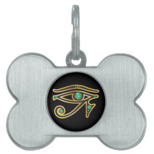 Emerald Eye of Ra in Gold Pet Name Tag