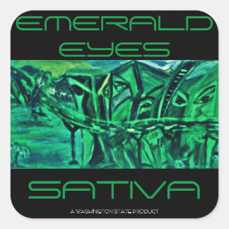 EMERALD EYES SATIVA SQUARE STICKER