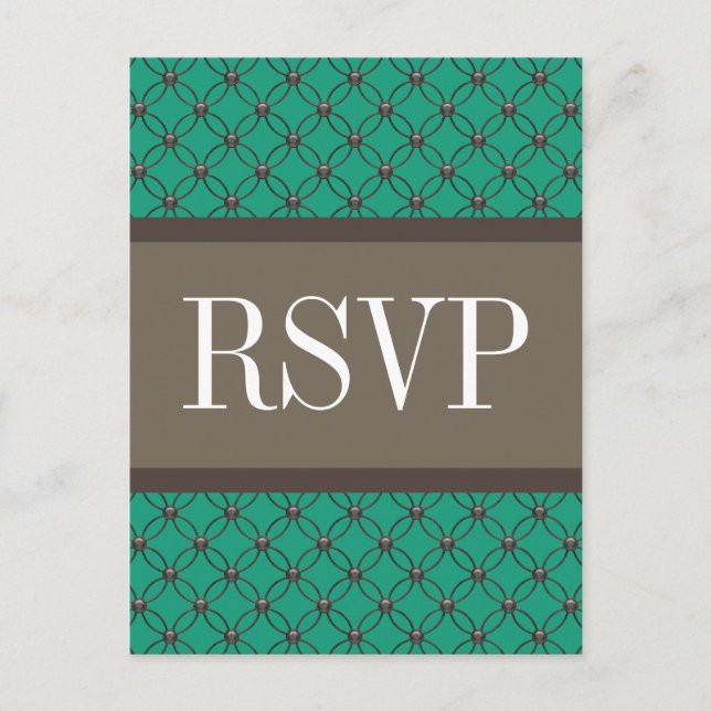 Emerald Fancy Lattice RSVP Postcard (Front)