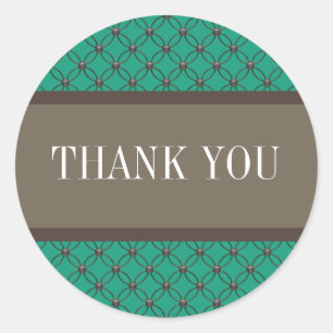 Emerald Fancy Lattice Thank You Stickers
