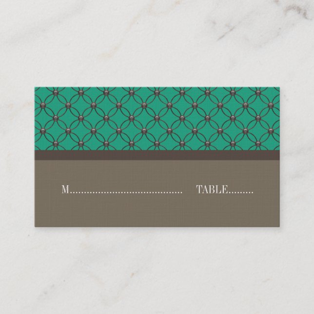 Emerald Fancy Lattice Wedding Place Cards (Front)