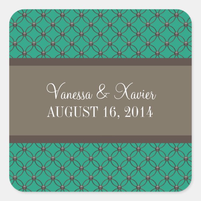 Emerald Fancy Lattice Wedding Stickers (Front)