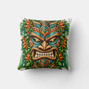Emerald Fern Tiki Throw Pillow