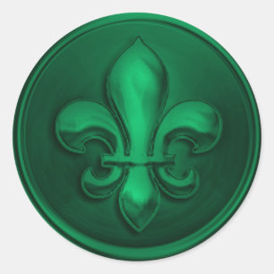 Emerald Fleur de Lis Envelope Seal Embossed Look