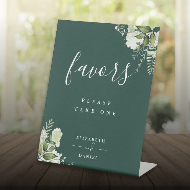 Emerald Floral Greenery Favors Table Pedestal Sign (Emerald Floral Greenery Favors Table Pedestal Sign)