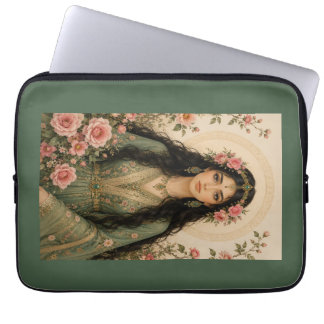 Emerald Floral Lady Fleece Blanket | Persian Pink Laptop Sleeve