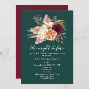 Emerald Floral Rehearsal Dinner Invite