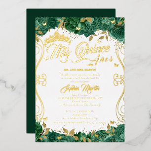 Emerald Floral Scroll Mis Quince Quinceanera 