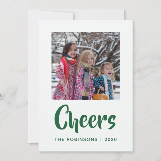 Emerald Floral Velvet Damask Family photo Holiday Card (Front)