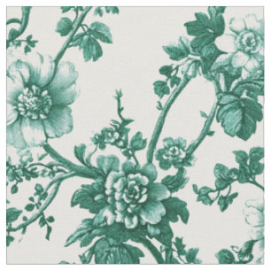 Emerald Floral Vine Toile Fabric