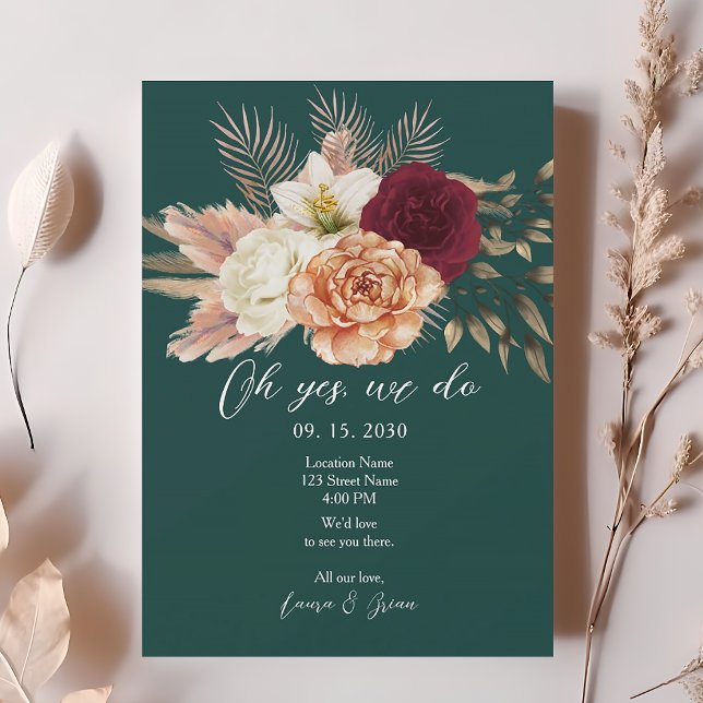 Emerald Floral Wedding Reception Invite (Creator Uploaded)
