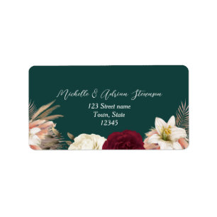 Emerald Floral Wedding Return Address Label