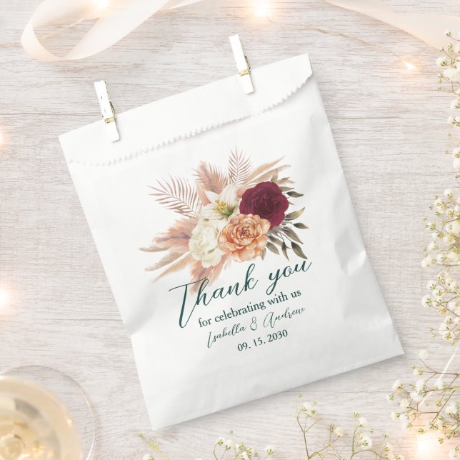 Emerald Floral Wedding Thank You Bag (Clipped)