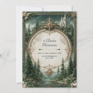 Emerald Forest Castle Wedding Invitation