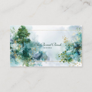 Emerald Forest Gold Dust Floral Geometric Business Card