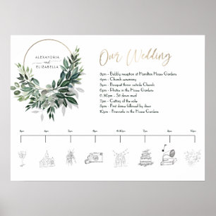 Emerald Forest Wedding timeline poster