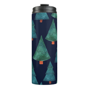 Emerald Forest: Winter Holiday Watercolor Thermal Tumbler