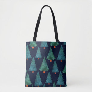 Emerald Forest: Winter Holiday Watercolor Tote Bag