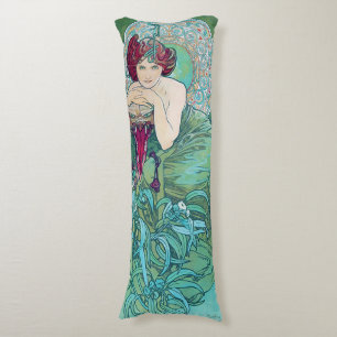 Emerald (Four Jewels), Alphonse Mucha Body Cushion