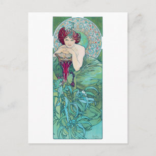 Emerald (Four Jewels), Alphonse Mucha Postcard