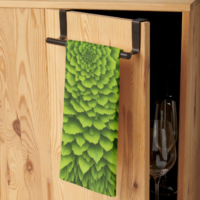 Emerald Fractal Bloom Tea Towel (Thirds Fold)