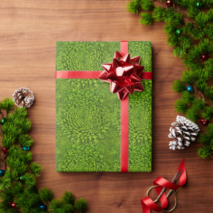 Emerald Fractal Bloom Wrapping Paper