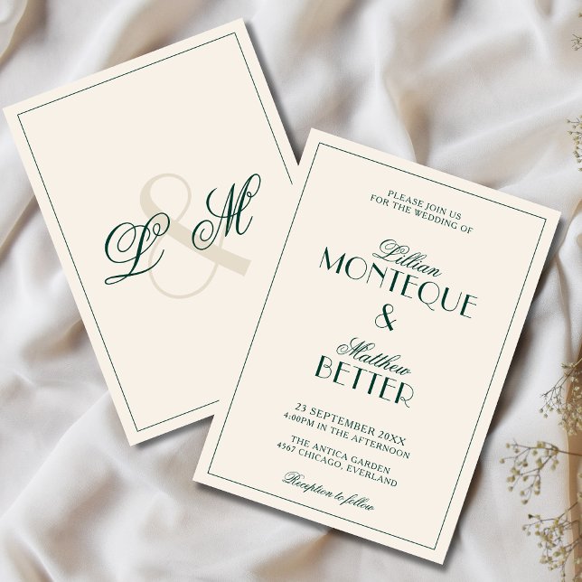 Emerald Frame Initial Quiet Old Money Wedding Invitation (Creator Uploaded)